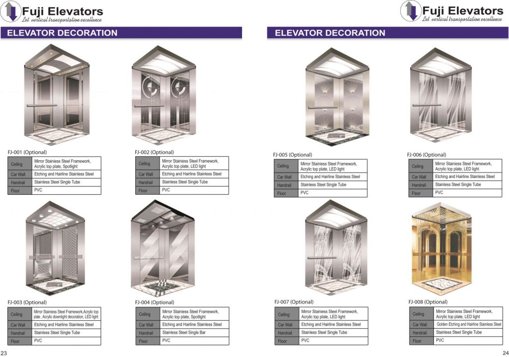 Một số mô hình trang trí cabin thang máy